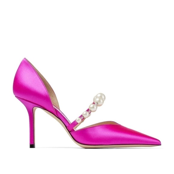 New JIMMY CHOO Aurelie 85 Satin Pearl Pumps heel - Picture 4 of 14